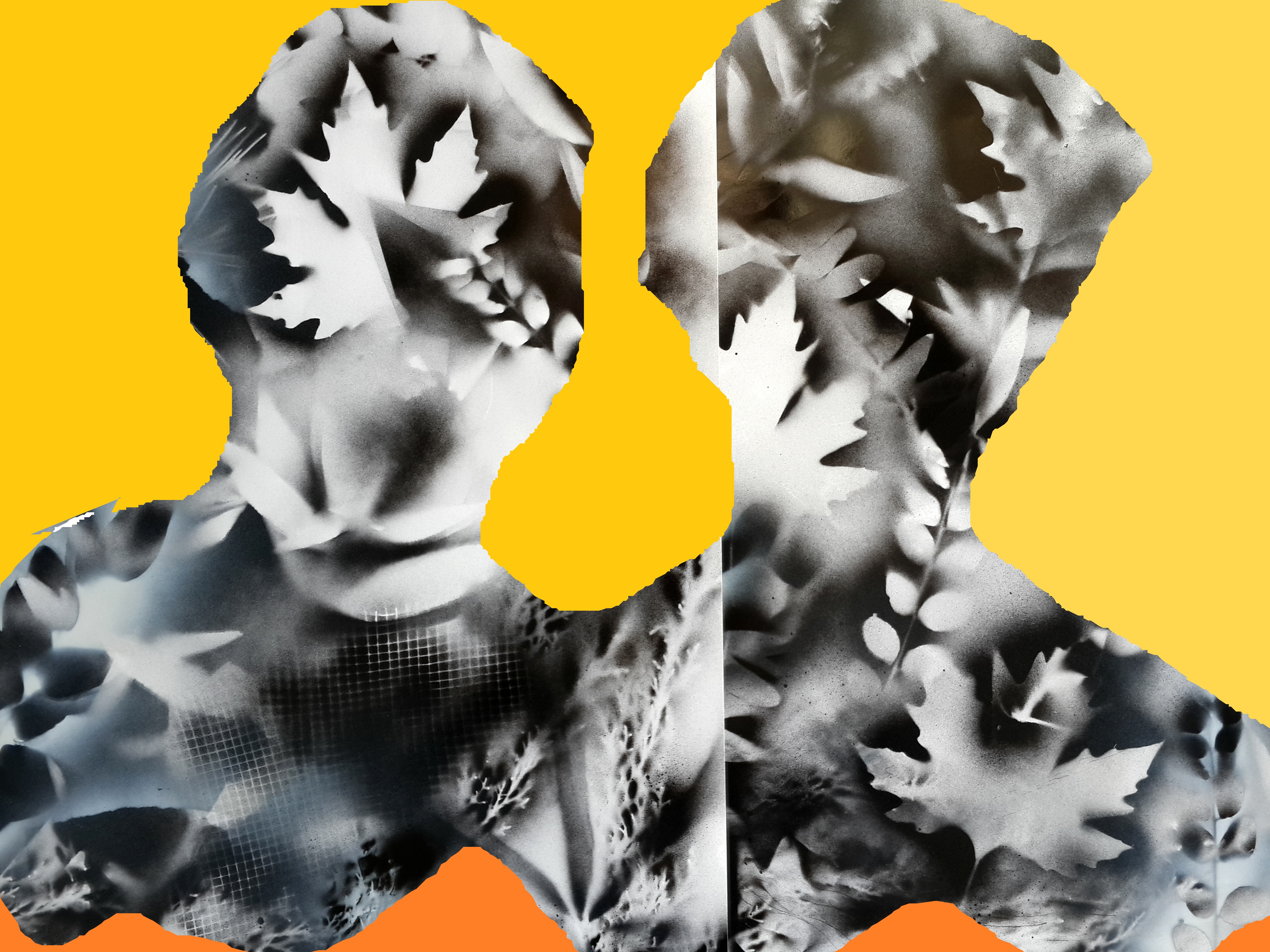 Kağıt Üzerine Sprey Boya, Dijital Çalışma ' Sarı İki' 70x100 cm 2014